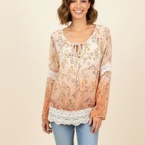 Taylor and Sage Floral Lace Boho Top